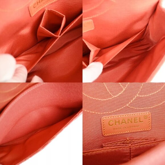 CHANEL Logo 2.55 Double Flap Chain Shoulder Bag Canvas Leather Pink - Picture 4 of 16